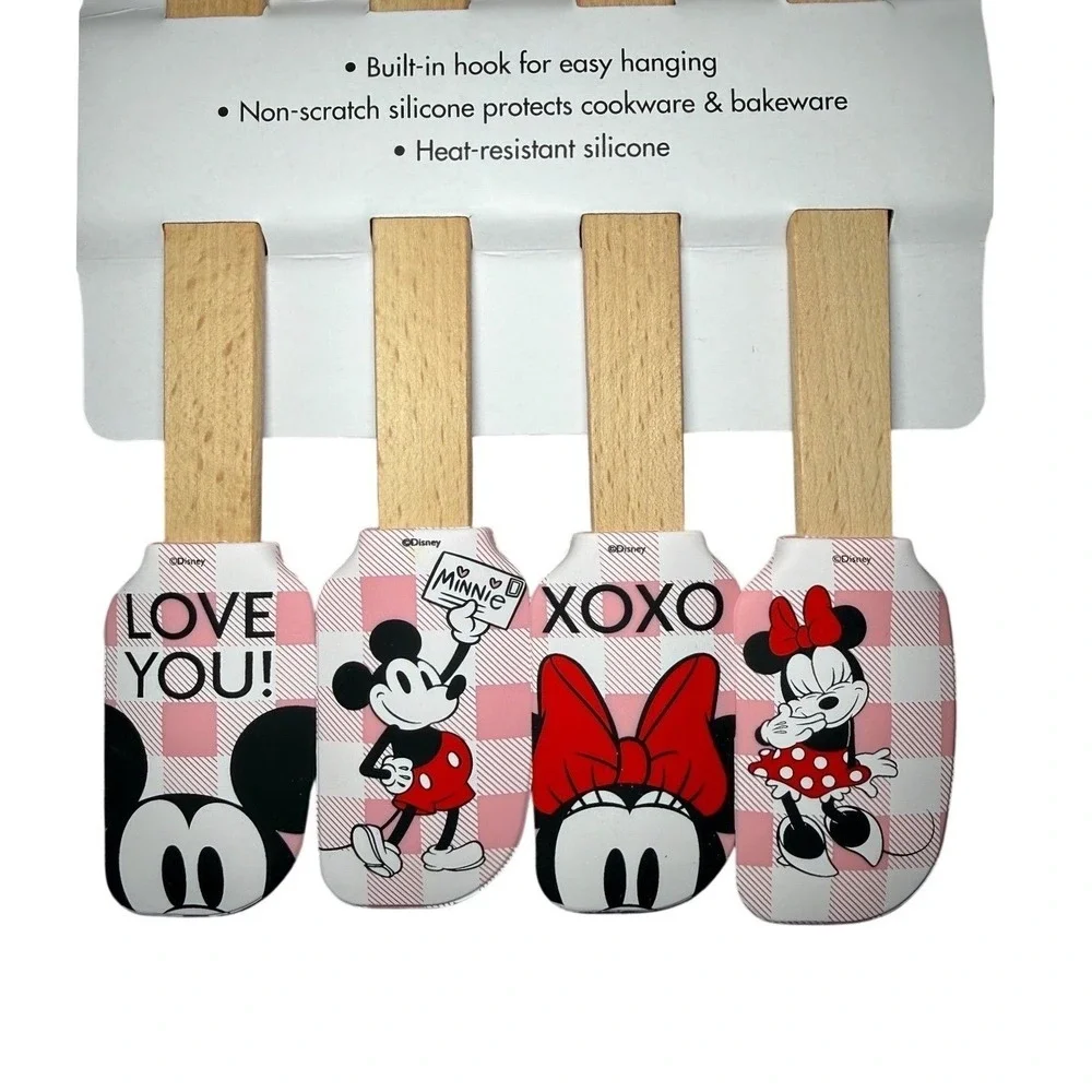 Disney Silicone Spatula Set Mickey Minnie Mouse 4 Pack Heat Resistant Baking NEW
